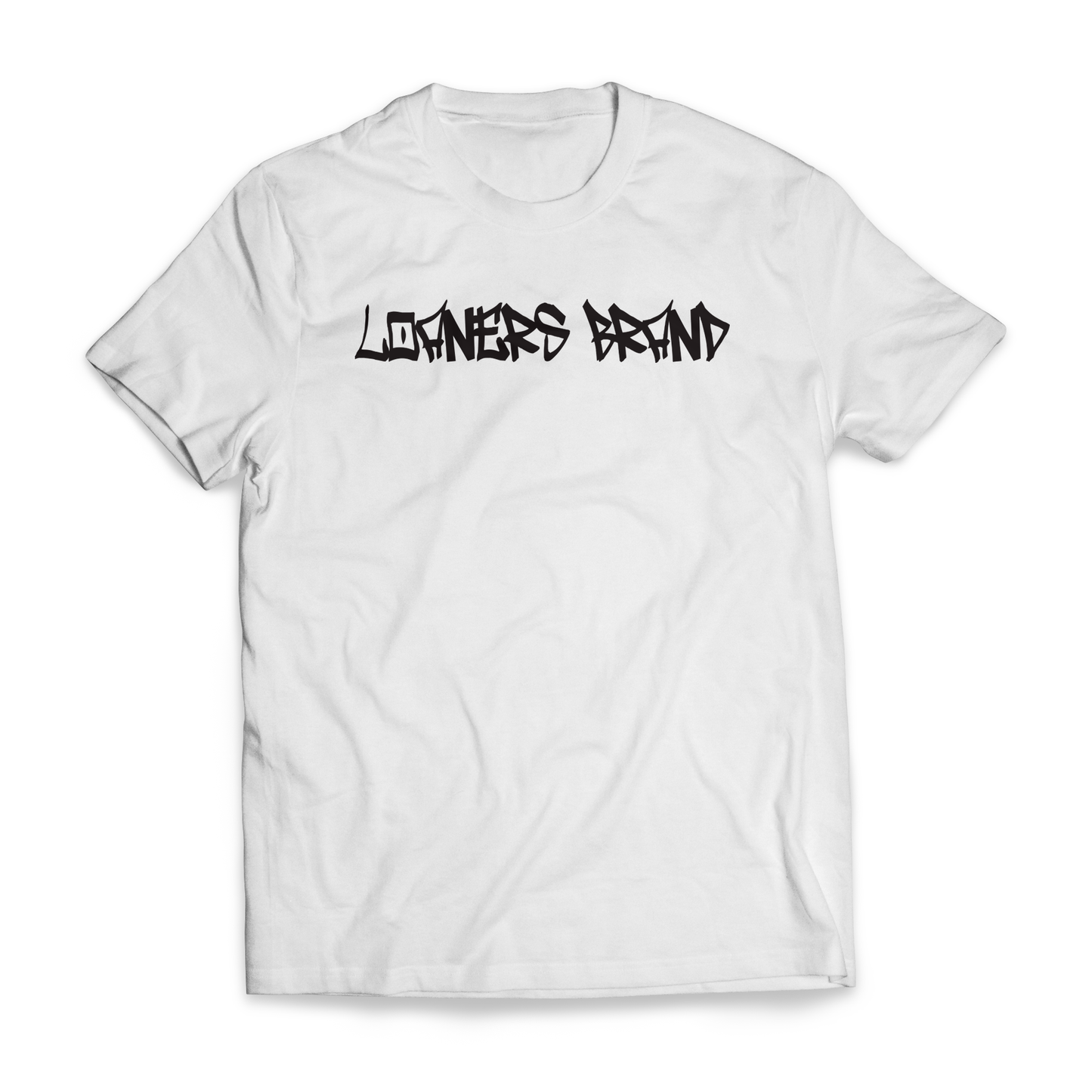 White Loaners Brand shirt with word mark in black
