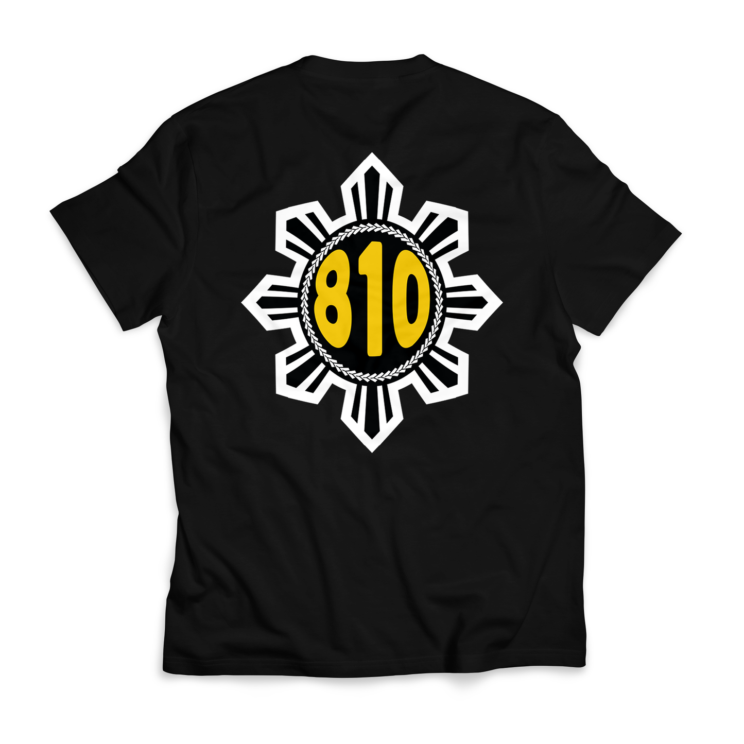 Black Loaners Brand Shirt with Filipino Sun and 810 in yellow