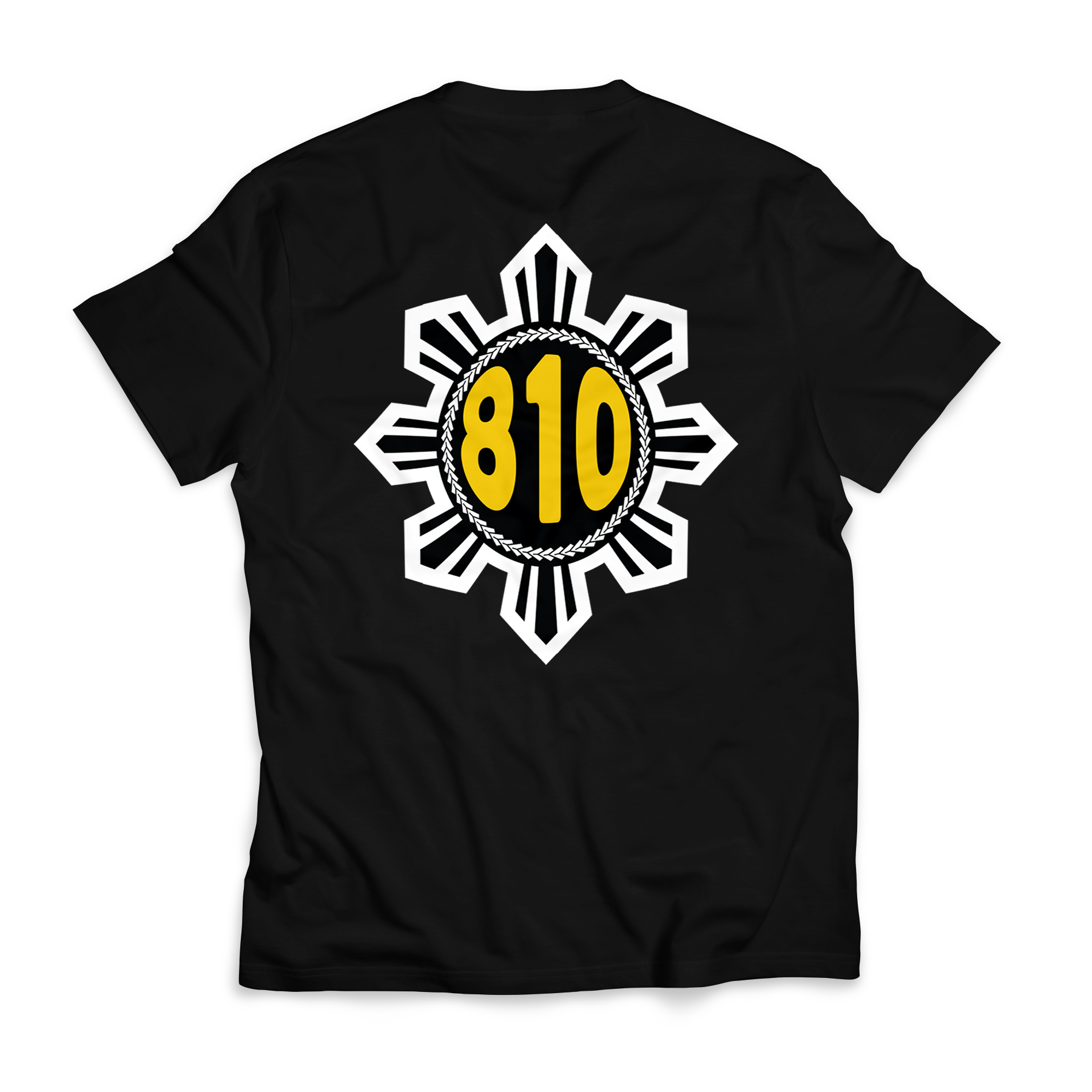 Black Loaners Brand Shirt with Filipino Sun and 810 in yellow